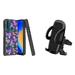 Bemz Accessories Bundle Compatible with TCL 20 XE: MK Series Shockproof Protector Case (Wonder Violet Flowers) Air Vent Car Mount Phone Carrying Holder