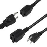 5 Foot Extension Cord 16 AWG Power Cable for Indoor Outdoor Use 3 Prong Grounded Outlets Plugs for Garden Home Use Black 2 Pack