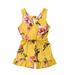 Seyurigaoka Baby Girl Sleeveless V Neck Flower Print Ruffles Shorts Romper