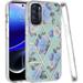 For Motorola Moto G Stylus 5G 2022 Fashion Floral IMD Design Flower Pattern Hybrid Hard PC Rubber TPU Slim Shockproof Cover Xpm Phone Case [ Blue Floral ]