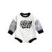 Douhoow 0-24 Months Baby Girl Boy Letter Print Bodysuit Mesh Patchwork Long Sleeve Bodysuit