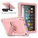 Dteck Case for All-New Kindle Fire HD 8 Tablet(10th Generation 2020 Release) & Fire HD 8 Plus Heavy Duty 3 in 1 Hybrid Rugged Shockproof Kickstand Case with Shoulder Strap Rosegold