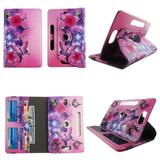 Flower Butterfly Pink tablet case 8 inch for Asus Memo Pad 8 8inch android tablet cases 360 rotating slim folio stand protector pu leather cover travel e-reader cash slots