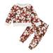 NZRVAWS Newborn Baby Girls Outfits Cute Animals Print Long Sleeve Top+Cute Animals Print Pants 2PCS Clothes Set 6-9 Months