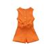 Newborn Baby Girls Summer One Piece Sleeveless Cotton Jumpsuit Romper Solid Ribbed Overall Shortall