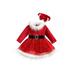 Christmas Kids Princess Dresses Sequin Mesh Long Sleeves Dress with Belt and Headband