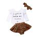 IZhansean 3PCS Newborn Baby Girls Ruffle Tops Romper Leopard Mini Skirts Outfits Clothes White 12-18 Months