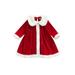 Canrulo Kids Baby Girls Christmas Dress Coral Fleece Peter Pan Neck Long Sleeves Dress Princess Dress Red 4-5 Years