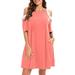 Juebong Women s Summer Casual Off Shoulder Lace Short Sleeve forgive Solid Color Dress