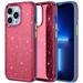 Elepower Glitter Case for iPhone 13 Pro Max Hard PC Shell with TPU Bumper Indenpendent Key Camera and Screen Protection Car Mount Shockproof Ultra-thin Lightweight Case Clear Glitter & Pink
