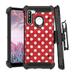 Capsule Case Military Grade Case Compatible with Galaxy A21 [Shockproof Heavy Duty Kickstand Belt Clip Holster Black Case Phone Cover] for Samsung Galaxy A21 SM-A215U (Polka Dot)