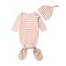 Fanvereka Baby Sleeping Bag with Beanie Hat Long Sleeve Envelope Neck Striped Nightgown