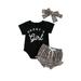 Douhoow Newborn Baby Girls 2 Piece Outfit Set Short Sleeve Letter Print Romper Leopard Shorts