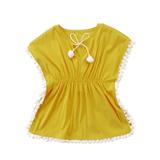 IZhansean Casual Kids Baby Girls Dress Floral Beach Dresses Sundress Swimwear Cover Up Yellow 1-2 Years