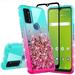 AT&T Radiant Max 5G Case/ Cricket Dream 5G Case/ Innovate 5G Phone Case Liquid Quicksand Glitter Cute Phone Case Clear Bling Diamond Shock Protective Cover for Girls Women - Teal/Pink