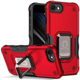 iPhone SE (2022) Case Dteck Shockproof Rubber iPhone 7/iPhone 8/iPhone SE 2020 Case Hybrid Armor Ring Holder Kickstand Heavy Duty Cover For iPhone 7/8/SE 2020/SE 2022 Red