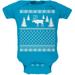 Elk Deer Ugly Christmas Sweater Turquoise Soft Baby One Piece - 24 month