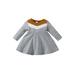 Mubineo Infant Baby Girl A-Line Dress Contrast Color Long Sleeve Round Neck Spring Autumn Casual Dress