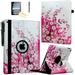 JYtrend Smart Case for iPad Air 1st /Air 2nd Generation (9.7 IN) with Pencil Holder Rotating Stand Magnetic Auto Wake Up/Sleep Cover for iPad Air 1/2 A1474 A1475 A1476 A1566 A1567 (Pink White Flower)