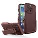 K-Lion Compatible for iPhone 14 Pro 6.1 Inch with Back Clip Bracket Kickstand Case Heavy Duty Armor Hybrid Full Body Rugged Shockproof/DustProof Military Grade Tough Phone Cover Brown