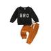 Ma&Baby Toddler Baby Boy Outfit Bro Long Sleeve Sweatshirts Pants Clothes Set 0-3 Years