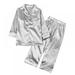Baby Boy Girl Satin Silk Pajamas Long-Sleeve Button-Down Sleepwear Loungewear 2 Piece Classic Outfit Clothes Set for Girl 3-9T Little Kids Nightwear Unisex PJ set Shirt+Pants