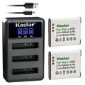 Kastar 2 Pack Battery and LCD Triple USB Charger Compatible with Pentax D-Li92 Optio WG-10 WG-20 Optio WG-30 Optio WG-40 Optio WG-50 Optio WG-60 Optio WG-70 Optio WG-80 Optio I-10 Optio RZ10
