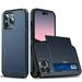 Suitable For IPhone14 Mobile Phone Case Slide Card 2-in -1 Anti-fall Wallet Protective Cover Navy Blue