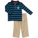 Carter s Infant Two Piece Polo Pant Set - Blue Stripes-3 Months