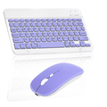 Rechargeable Bluetooth Keyboard and Mouse Combo Ultra Slim Full-Size Keyboard and Ergonomic Mouse for Samsung Galaxy Tab 4 8.0 and All Bluetooth Enabled Mac/Tablet/iPad/PC/Laptop - Violet Purple