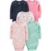 Simple Joys by Carter s Baby Girls Long-Sleeve Bodysuit Pack of Months Mint Green/Navy Dots/Pink/Butterflies/Floral