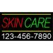 Cursive Yellow Skin Care with Phone Number LED Neon Sign 13 x 24 - inches Black Square Cut Acrylic Backing with Dimmer - Bright and Premium built indoor LED Neon Sign for Spa decor and storefront.