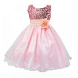Bullpiano 3-10T Girl Sleeveless Sequins Formal Dress Princess Pageant Dresses Kids Prom Ball Gown for Wedding Party (Pink)