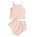 Gureui Toddler Infant Baby Boys Girls 2PCS Summer Pants Suit Casual Solid Sling Plain Color Ribbed Camisole Tops Same Style High Waist Triangle Bowknot Short Pants