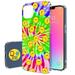 TalkingCase Slim Case for Apple iPhone 14 Plus Thin Gel Tpu Cover With Tempered Glass Screen Protector Tie Dye Smiley Face Print Light Weight Flexible Soft Anti-Scratch Printed in USA