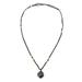 Unisex Black Natural Tourmaline Stone Pendant Necklace Gem Crystal Y6O4