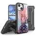 BC Armor Rugged Case for iPhone 14 (Holster Clip Heavy Duty Protection Stand Cover) - Cool Pink Pineapple