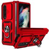 UUCOVERS for S-amsung Galaxy Z Fold 4 Case Cover Hinge Protection Pen Holder Ring Holder Slide Camera Lens Protector Drop Proof PC TPU Military-Grade Hybrid Rugged Case Cover for S-amsung ZFold4 Red