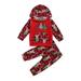 Sunisery Newborn Baby Boys Girls Christmas Clothes Sets Pullover Tops Deer Plaid Pant Trouser 2PCS Outfits Red 1-2 Years