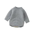 Baby Girl Autumn Knitting Jumpsuit Solid Jacquard Long Sleeve Romper