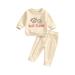 Gureui Newborn Infant Toddler Baby Girl Outfits Letter Animal Head/Apple Print Round Neck Long Sleeve Tops + Elastic Waist Long Pants 2Pcs Clothes Set