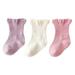 Baby Girls Socks 3 Pack Ruffle Ripple Edge Turn Cuff Ankle Socks Toddlers Infants