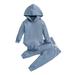 IZhansean Newborn Baby Boys Girls Clothes Long Sleeves Hoodies Romper + Pants Fall Winter Outfits Blue 18-24 Months