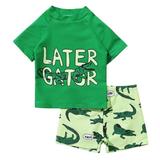 GYRATEDREAM Baby Toddler Boy Dinosaur Print Outfits Short Sleeve T-Shirt Top+Short Pants 2Pcs Summer Set 4-5 Years