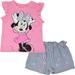 Disney Minnie Mouse Infant Baby Girls T-Shirt and Shorts Outfit Set Infant to Little Kid
