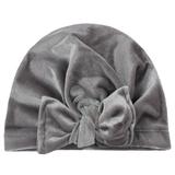 Hunpta Hats For Kids Newborn Baby Solid Pleuche Hat Cap Beanie Bow Headband Hair Headwear Accessories