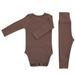 nsendm 5month Baby Baby Girls Boys Autumn Solid Cotton Long Sleeve Long Pants Romper Sleepers Baby Boy Coffee 6-12 Months