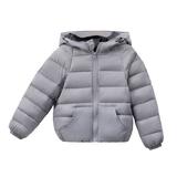 TAIAOJING Baby Girls Hooded Jacket Winter Child Kids Solid Color Zipper Keep Warm Clothes Windbreaker Coat 6-7 Years