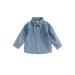 Baby Kid Boys Denim Jacket Solid Long Sleeve Turn Down Collar Button Closure Jean Coat With Front Pocket