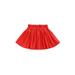 Sunisery Toddler Baby Girls Mini Skirt Casual Elastic Waist Solid Color Faux Leather Skirt Pleated Skirt Red 5-6 Years